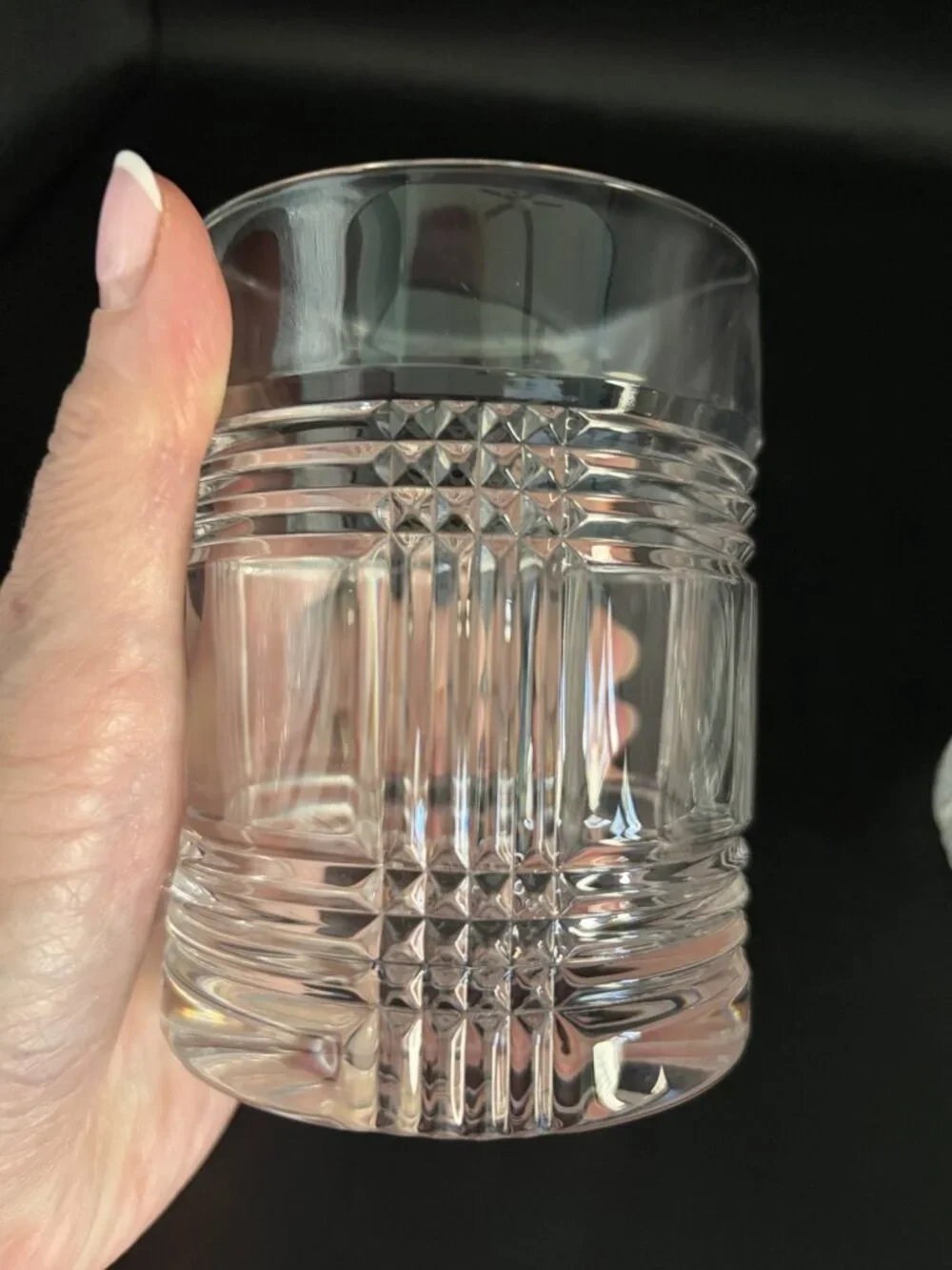 Ralph Lauren Glen Plaid Cut Crystal On The Rocks Whiskey Glass Barware Lot of 2